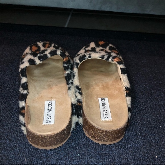 Steve Madden VESA Brown Cheetah Print Faux Upper Fur Slides Size 9 - Picture 5 of 8